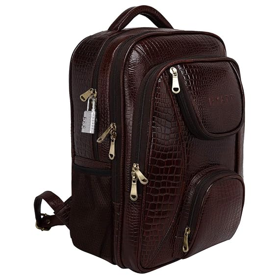 RICHSIGN Leather Accessories Natural Full Grain Leather Laptop Backpack Bags for Men and Women Office Use 15.6 Inch(Dimension-H- 17XL- 12 XW- 6 Inch, Weight- 1.3 KG/1300 GR