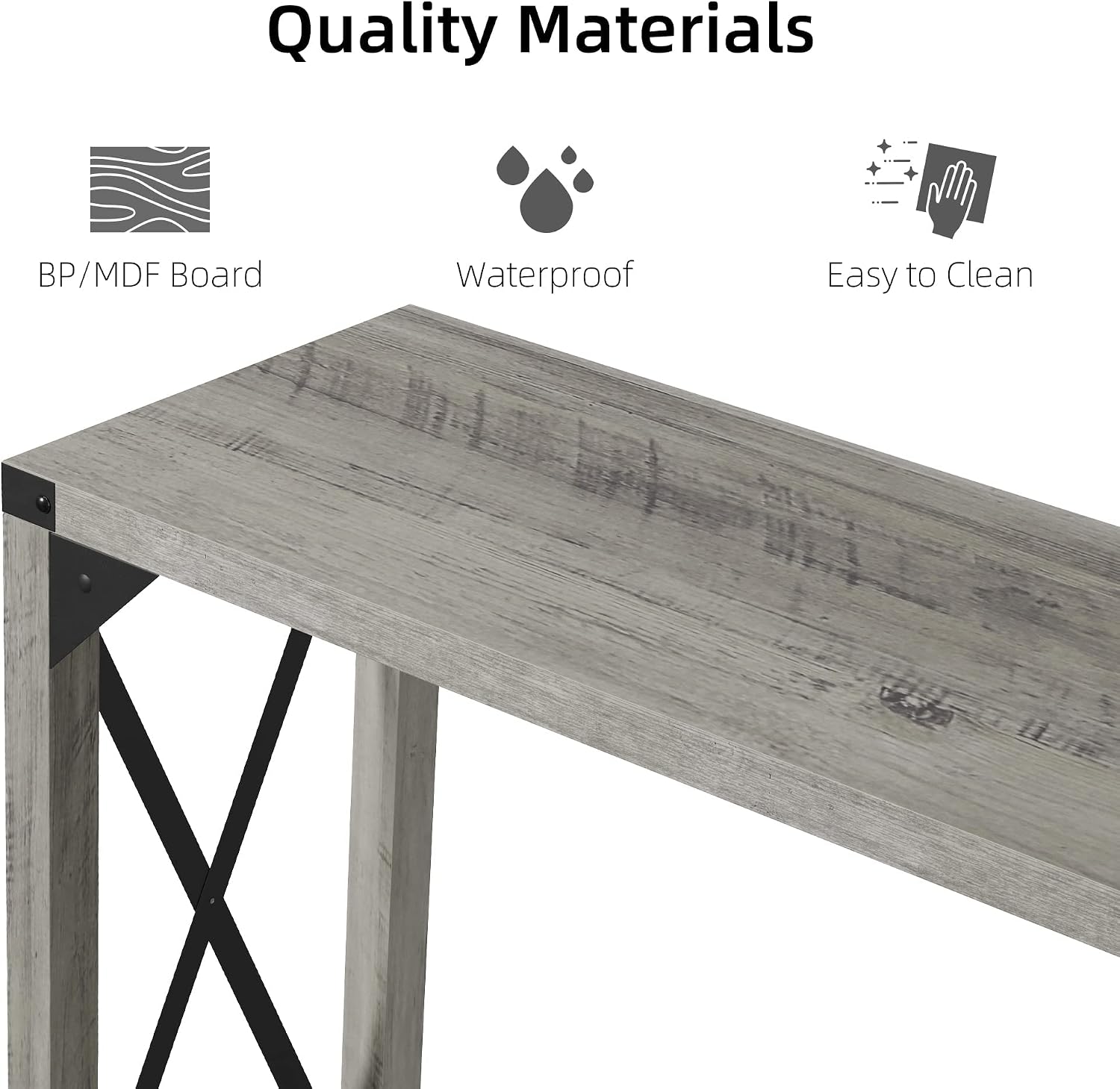 IDEALHOUSE 43 Inch Narrow Console Table, 2-Tier Wood Accent Sofa Table Furniture for Entryway, Living Room, Hallway, Easy Assembly (Grey, 43" X 11.8" X 30")…
