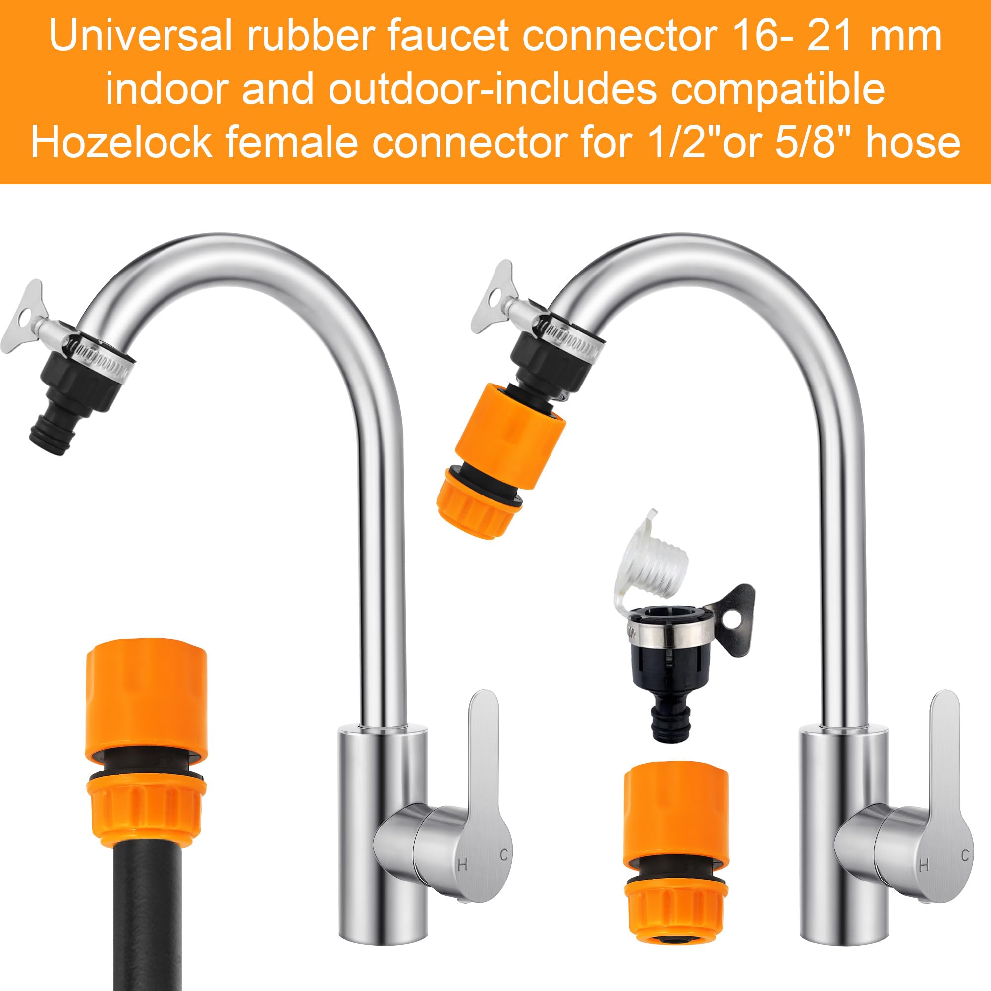 DEANKEJI 2 Stück Wasserhahnanschluss Gartenschlauch 3/4 & 1/2 Zoll - Messing Schlauchadapter Mit Dichtungen