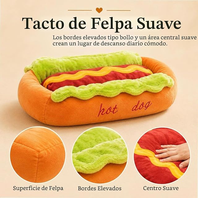 Foto 6 de 7 de Jeeeun Hot Dog Dog Bed, Cute Plush Small Dog Cat Bed with Soft Cozy Design