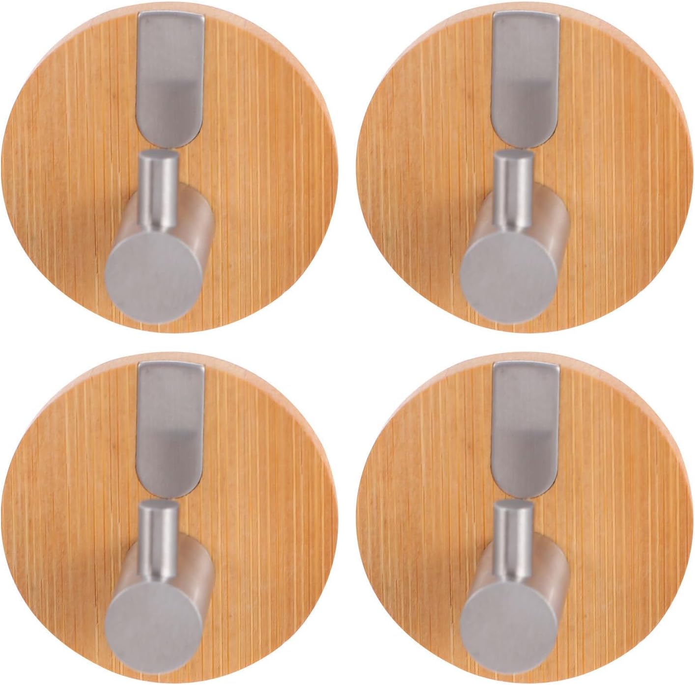 Hemobllo 4pcs Punch-Free Round Wall Hanging Hook Stainless Steel