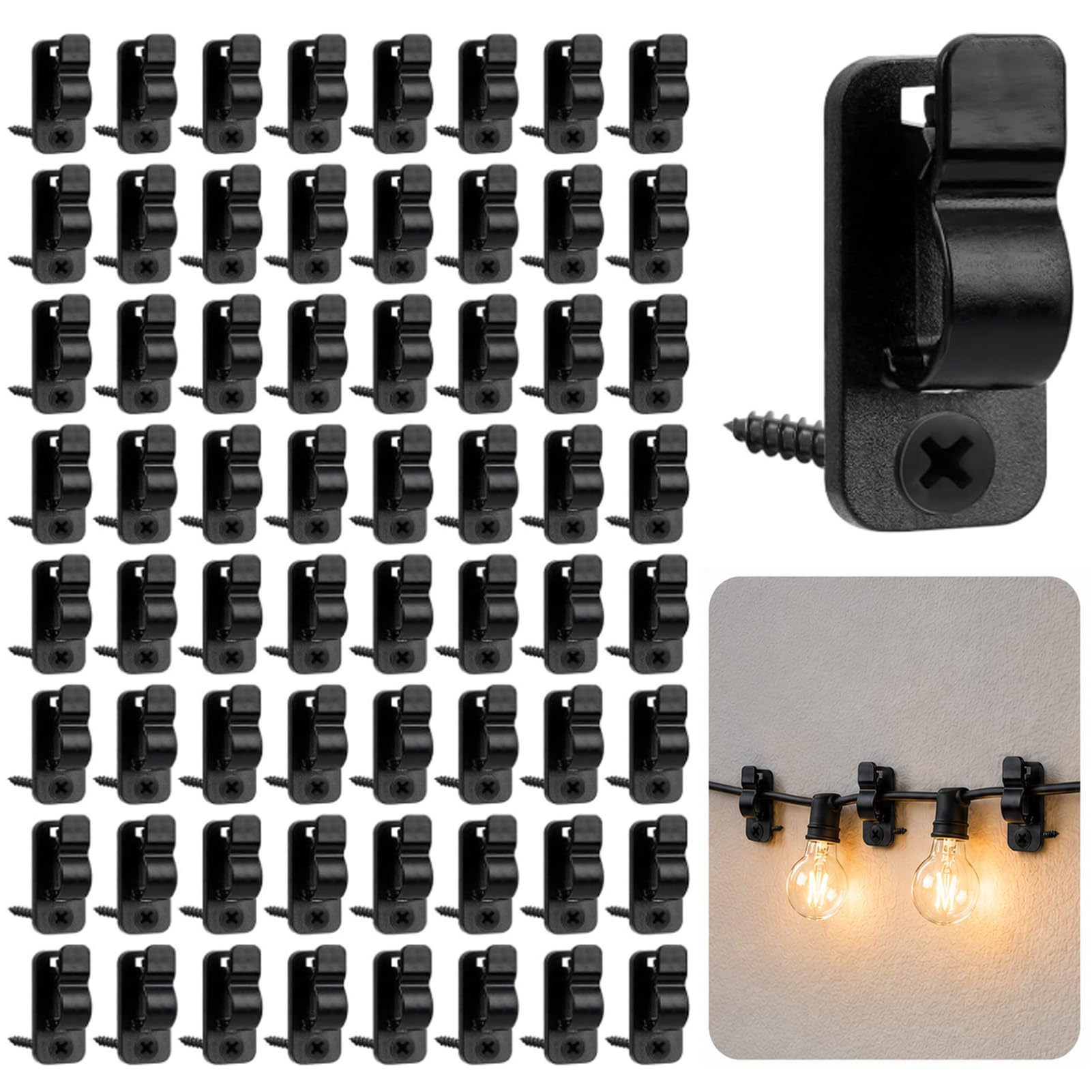 Benvexa 80pcs String Light Clips Screw-in Hooks for Garden Lights