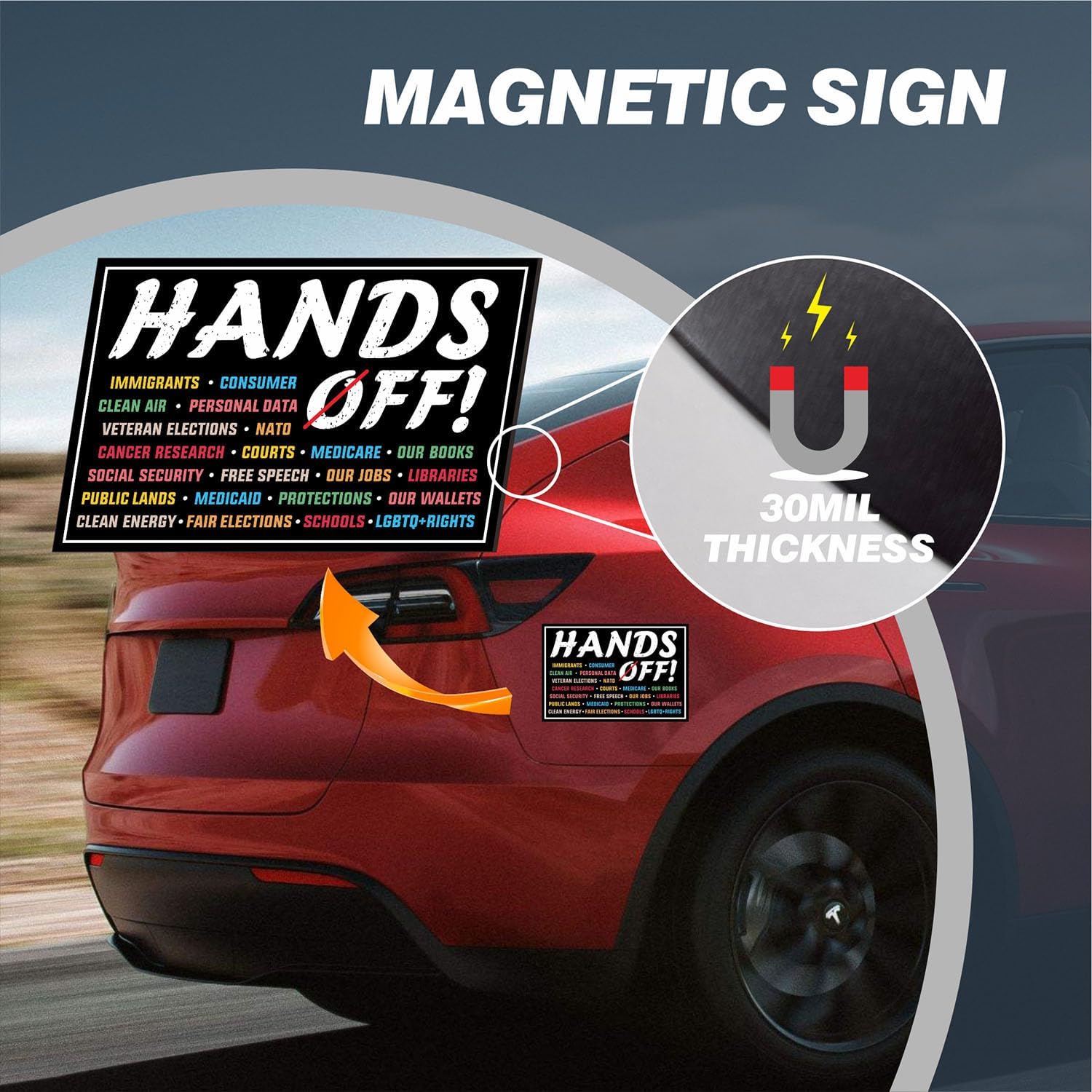 Hands Off Protest Car Magnet - 6" x 4" Pro-Equality Anti-Hate Resist Racism Anti-Fascism Social Justice Advocacy Decor – Rally-Ready Activist Vehicle Magnet image 5