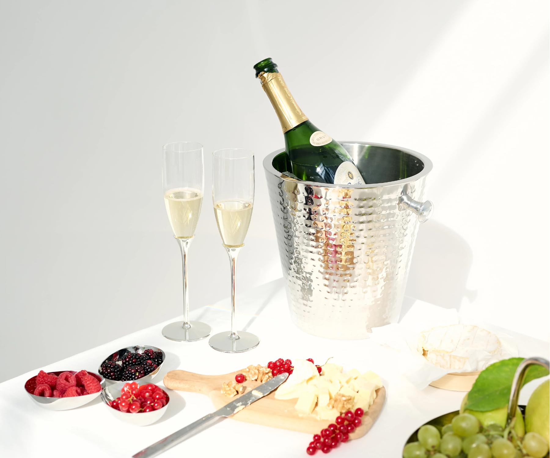 CADO HOME 10,5 litri Secchiello per champagne spumante bottiglie »St. Moritz«, martellato all'interno, diametro 43 cm, a doppia parete per una migliore capacità isolante