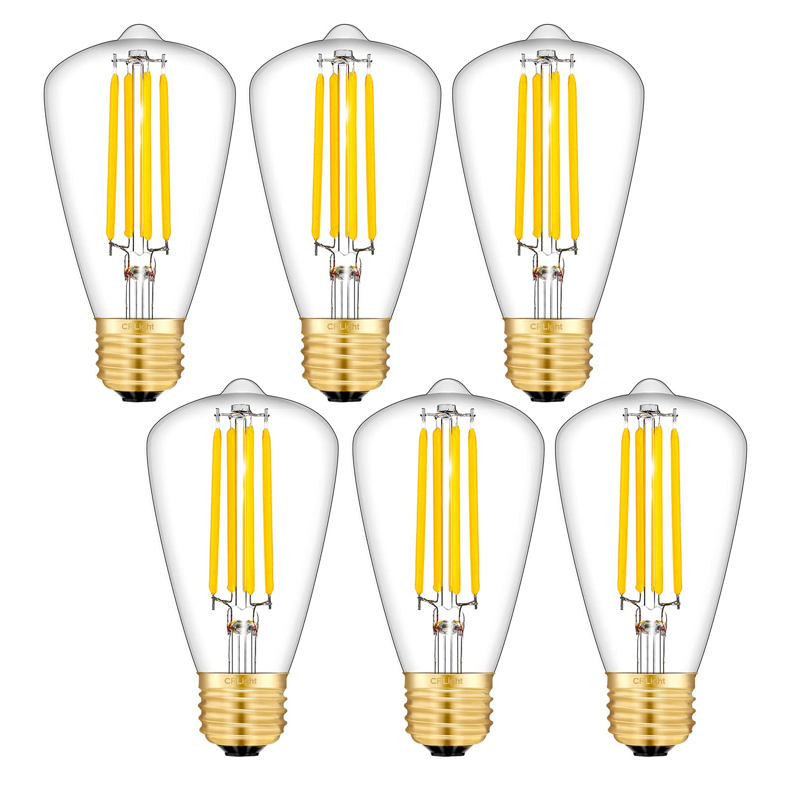 CRLight 5W LED Edison Bulb 50W Equivalent 500LM, 3000K Soft White E26 Vintage Edison Tiny ST48 / ST14 Clear Glass Dimmable LED Light Bulbs, Pack of 6