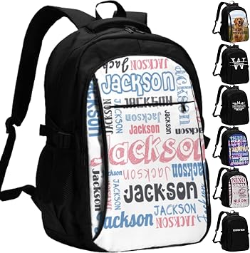 Aolun Custom Travel Laptop Backpack with USB Charging Port Personalized Backpack with Name Picture for Men Women Business