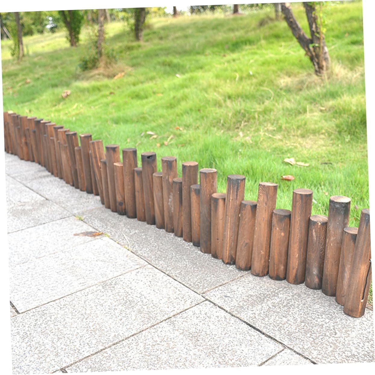 1m Wooden Decorative Garden Fence Carbonized Anticorrosive Solid Log Edging for Flower Beds Balconies and Courtyards Diameter Height