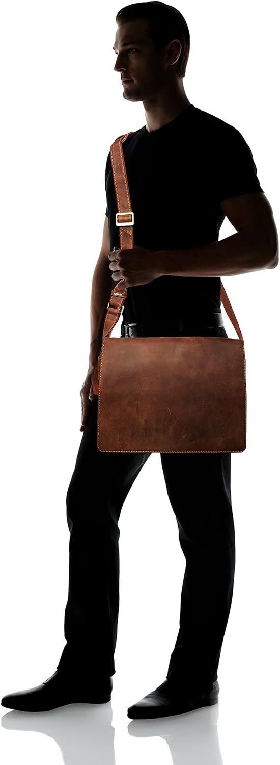 Visconti Visconti Leather Distressed Messenger Bag Harvard Collection, Tan, One Size