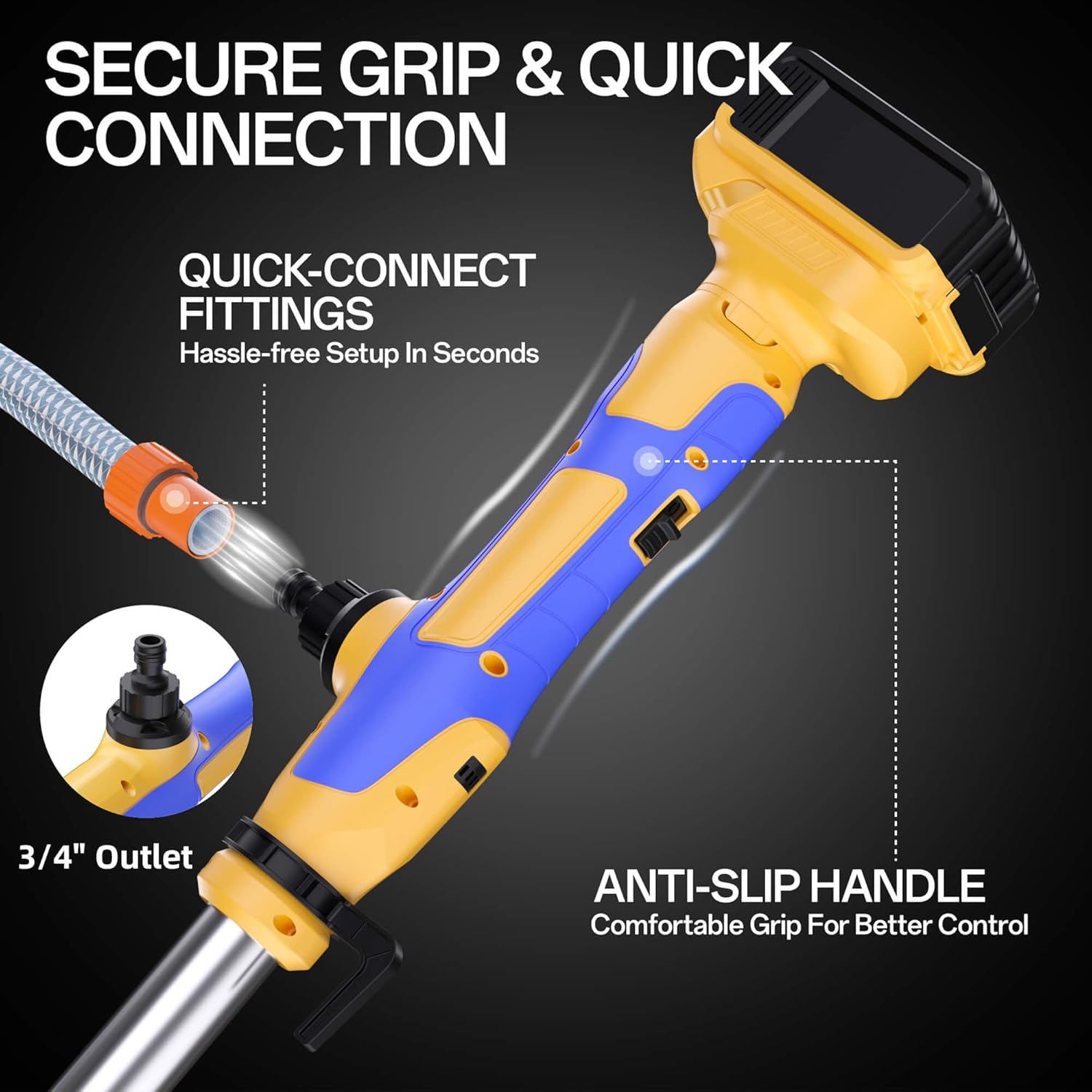 Cordless Stick Water Transfer Pump Compatible With Dewalt 20V MAX Battery, 720GPH High Flow, 32FT Lift, Portable Battery Powered Sump Pump For Pool, Garden, Boat, Fish Tank,RV & Homeowners (Tool Only)