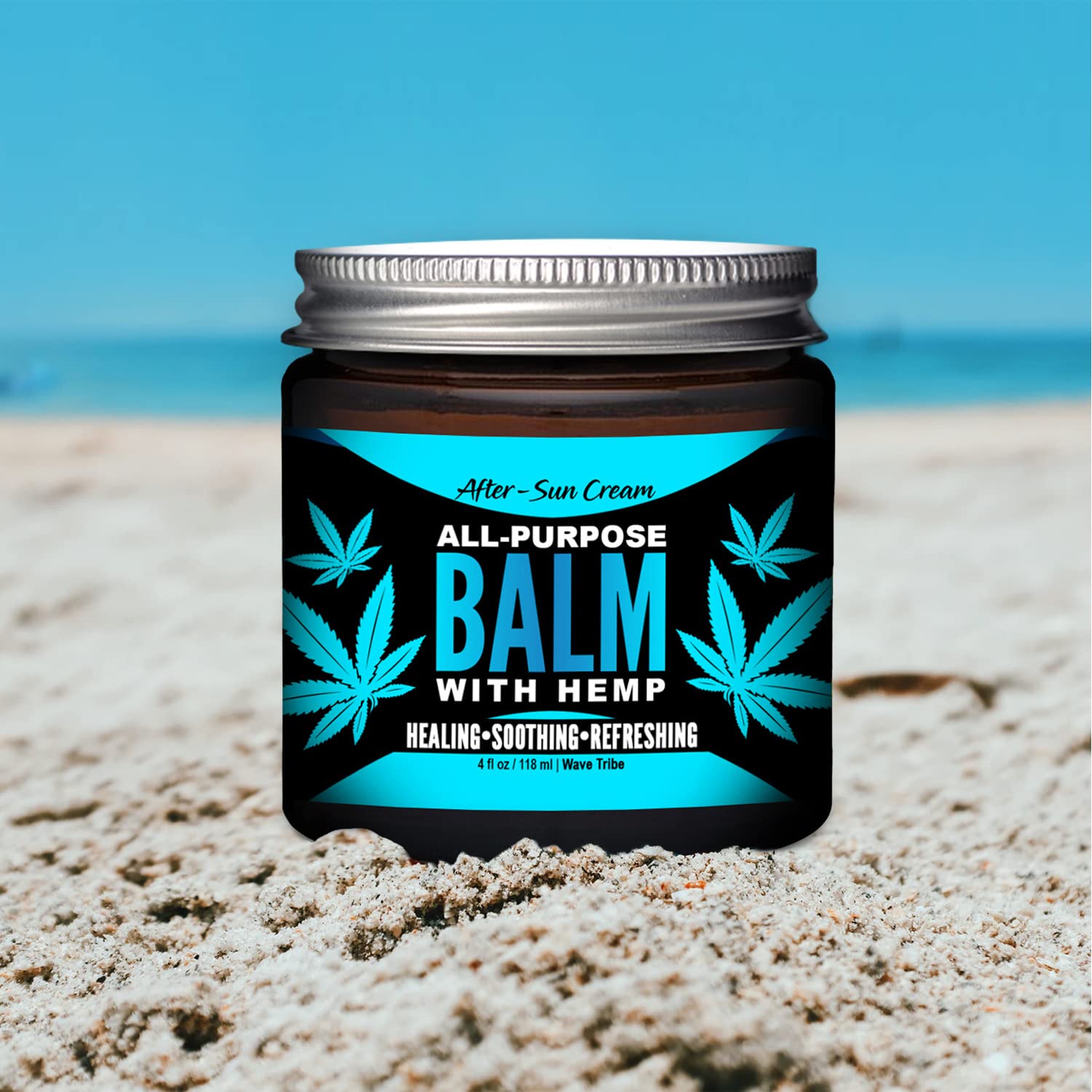 Wave Tribe After Sun Cream with Hemp - 4 oz Organic After Sun Care, Multi-Purpose After Sun Lotion For Your Face & Skin, Sunburn Relief, After Sun Moisturizer, Natural Ingredients, Made in USA