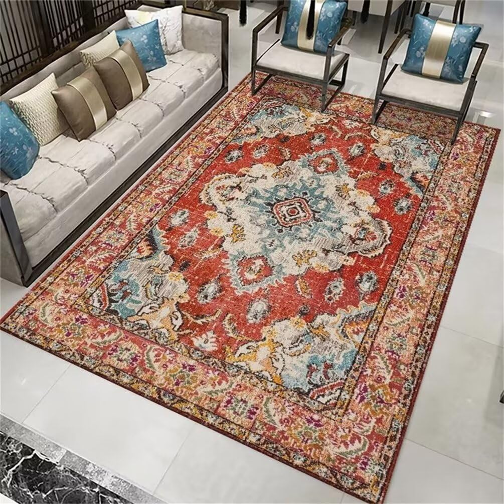 Tapis de chambre adulte lavable grand tapis de salon unicolore rouge 200x250CM
