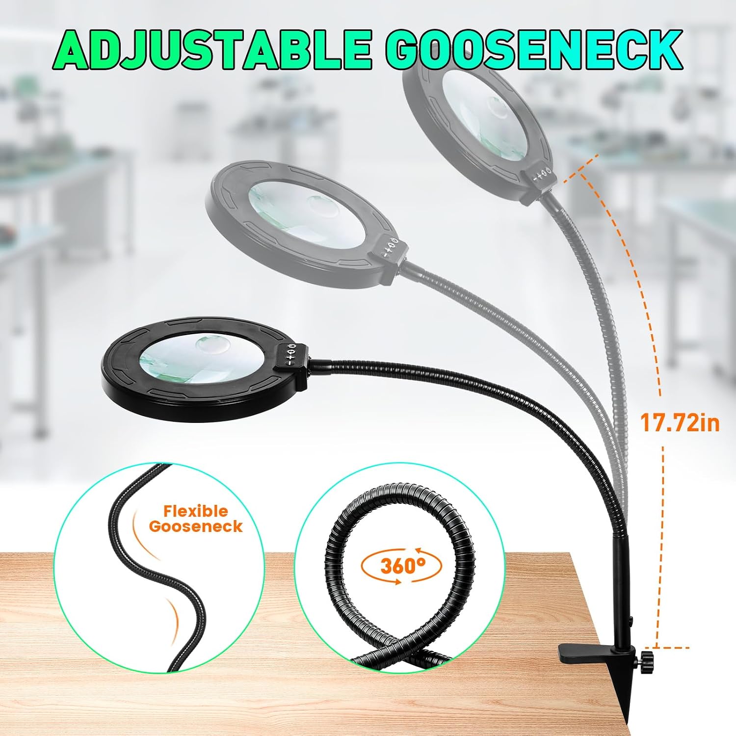 30X 12X Magnifying Glass with Light and Stand, Helping Hands Soldering Station, Magnetic PCB Holder, Colors Dimmable Magnifier Lamp for Repair Craft Hobby Model Painting