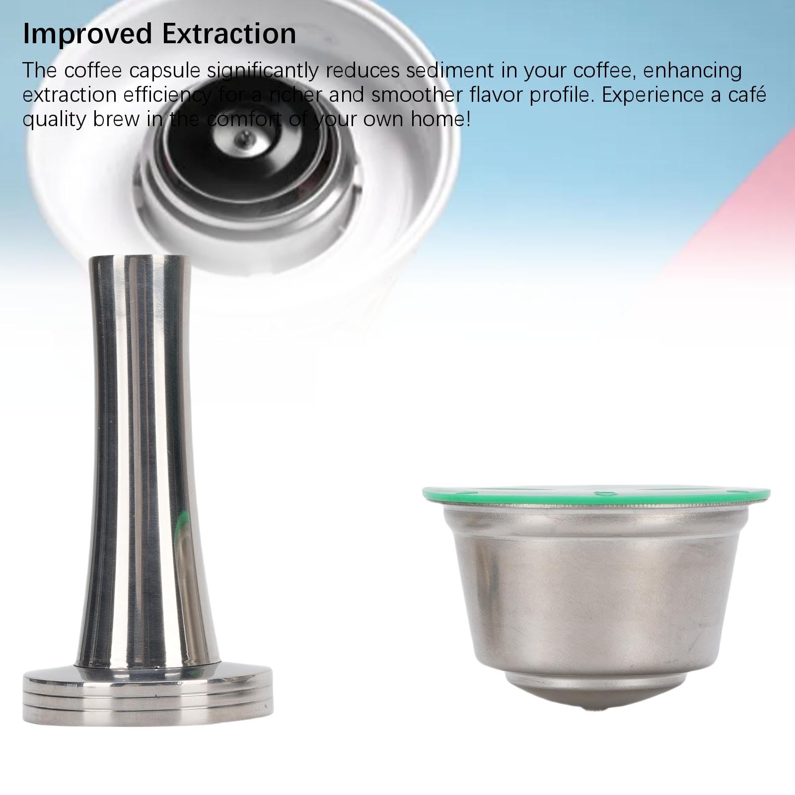TOPINCN Kit de Cápsula de café de Acero de Acero Inoxidable Reutilizable con Cepillo de Cuchara de Manipulación, Filtro de Cápsula de Cápsulas de café Recargadoras para Máquina de café