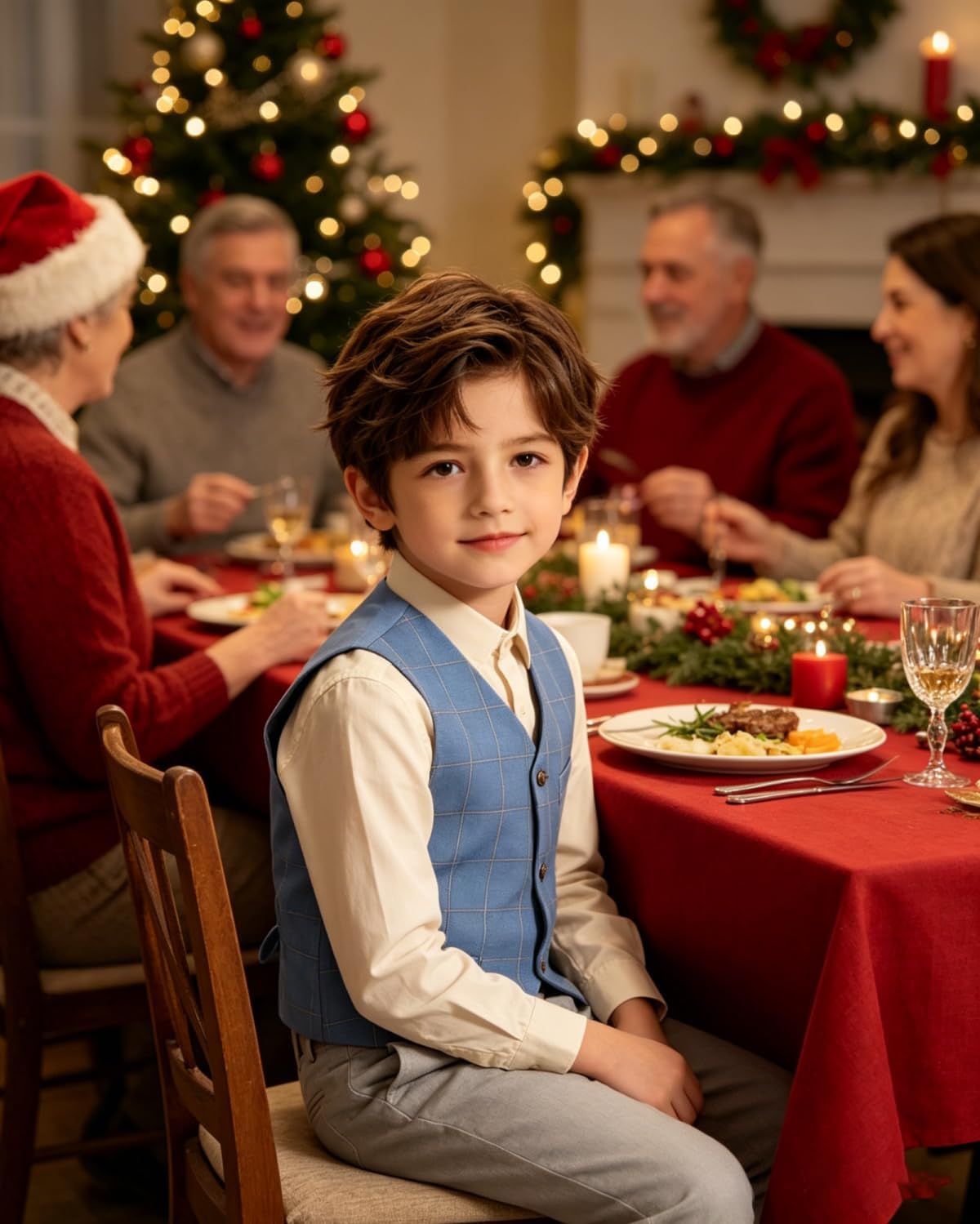 Bakerbear Kids Plaid Vests for Boys Formal Slim Fit Tuxedo Waistcoat | Toddler Classic Style, Sleeveless, Exquisite Button, Utility Pockets, Wedding Guest Outfit, Birthday Party Christmas Farm