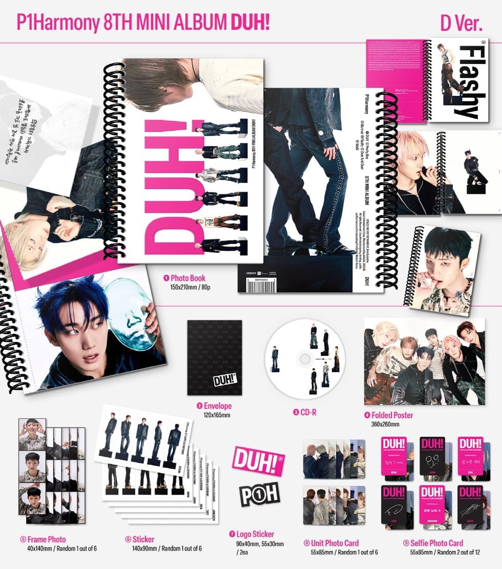 P1HARMONY DUH! 8th Mini Album 3p Set (2Photobooks+ 1Nemo) + DHL Shipping