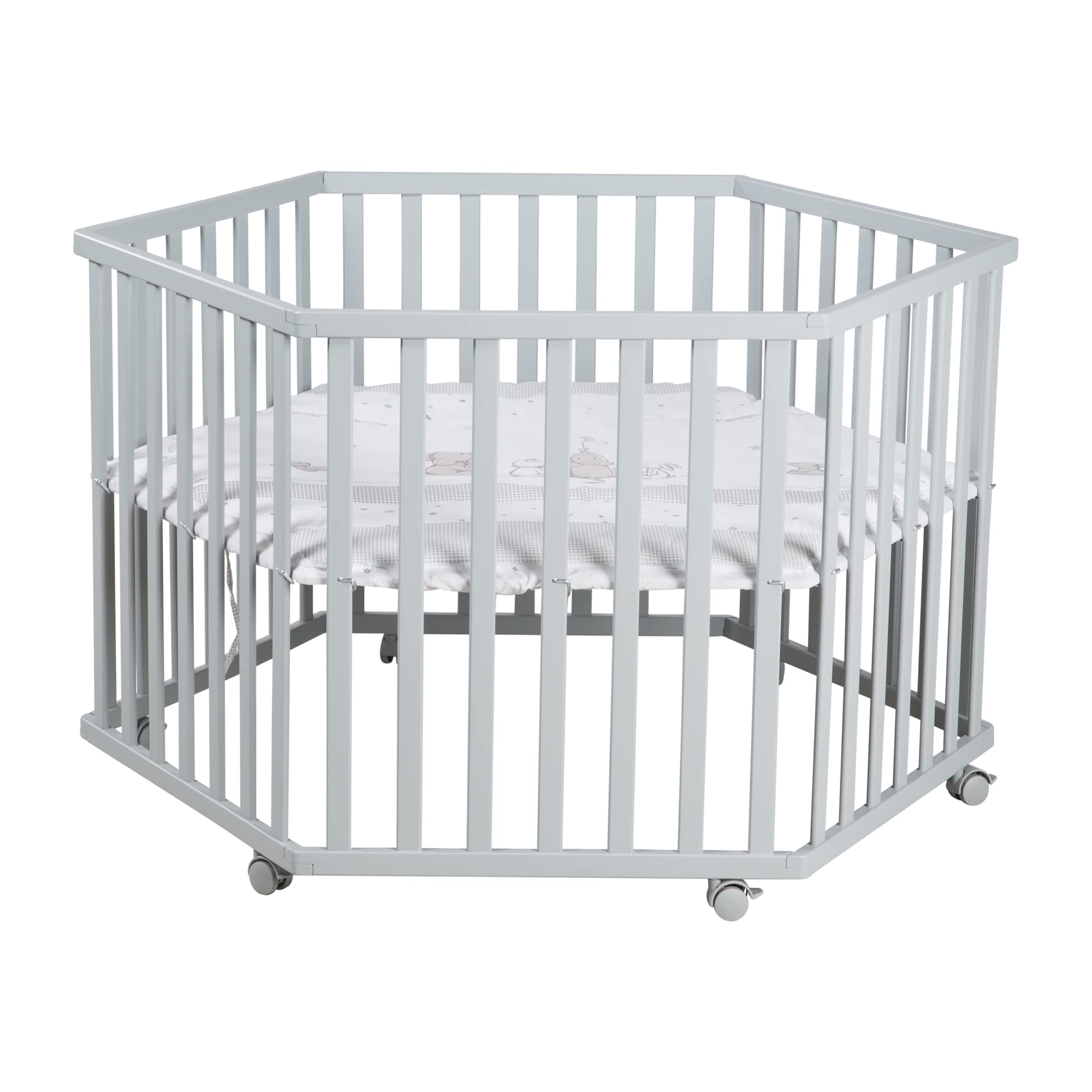 Pacchetto di roba Box per Bambini Sternenzauber Esagonale, Ruote con Freni, Base Regolabile in Altezza, + Materasso roba