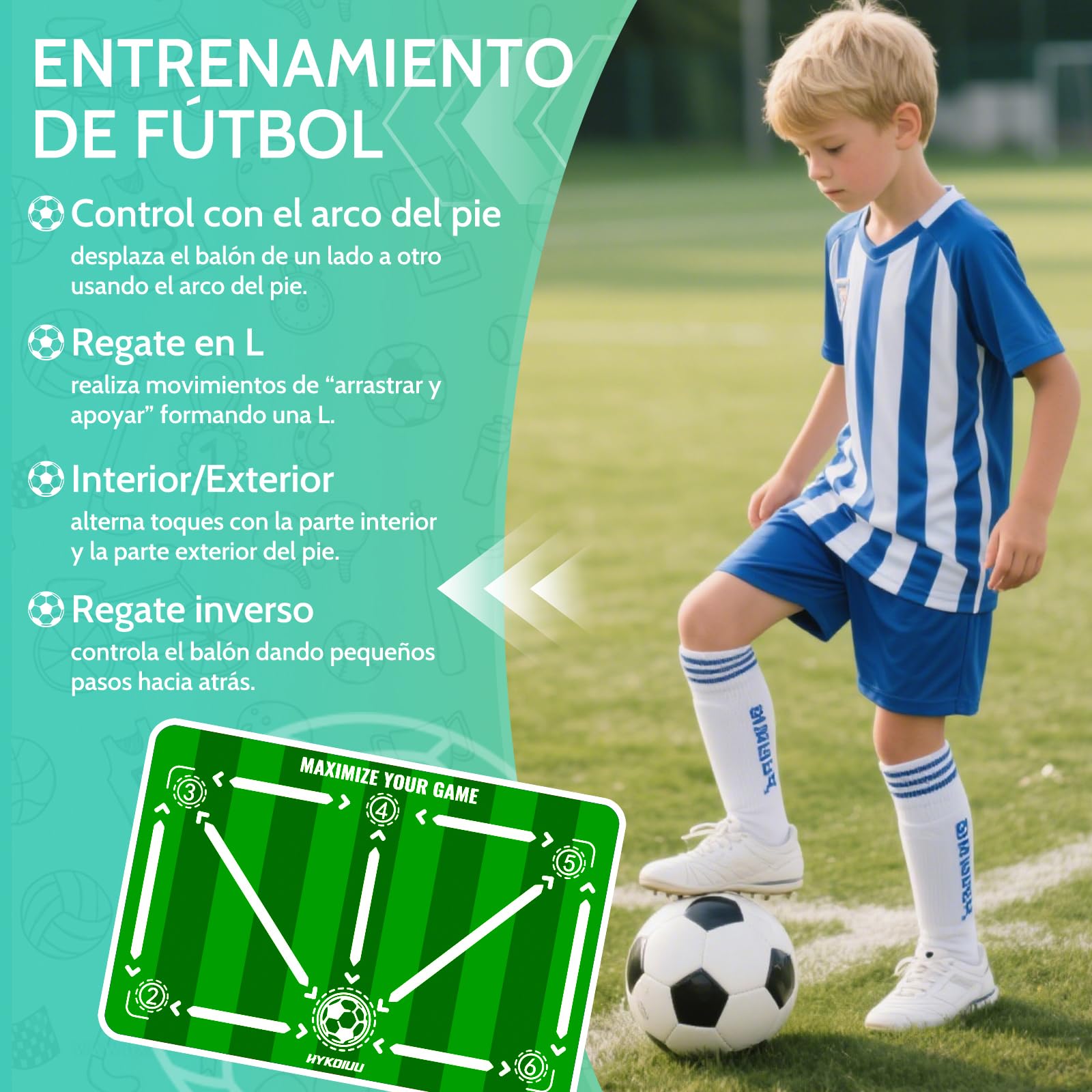 Alfombra Entrenamiento Futbol Con Kick Throw Trainer Didáctico 90x60cm Alfombra Futbol Entrenamiento Profesional – Tapete De Entrenamiento De Pasos, Manta De Campo De Esquinay Tapete De Fútbol