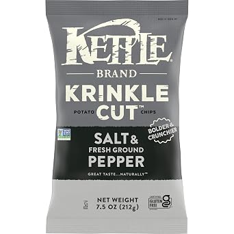 Kettle Brand Krinkle Cut Salt & Fresh Ground Pepper Potato Chips, 7.5 Oz
