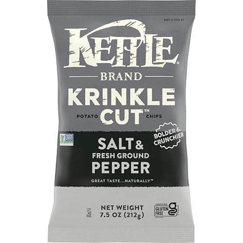 Kettle Brand Krinkle Cut Salt & Fresh Ground Pepper Potato Chips, 7.5 Oz - Salt & Fresh Ground Pepper - 7.5 Ounce (Pack of 1)