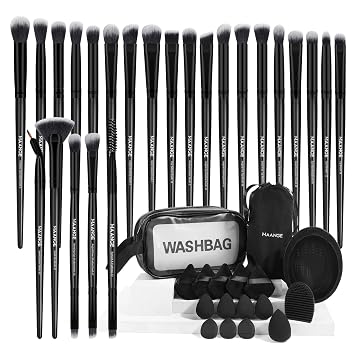 MAANGE Eye Makeup Brushes, 41 Pcs Premium Synthetic Precision Makeup Brush Set Contour Blush Concealers Eyeshadow Eyeliner Blending Make Up Brush Kit Black, 41 Piece Set