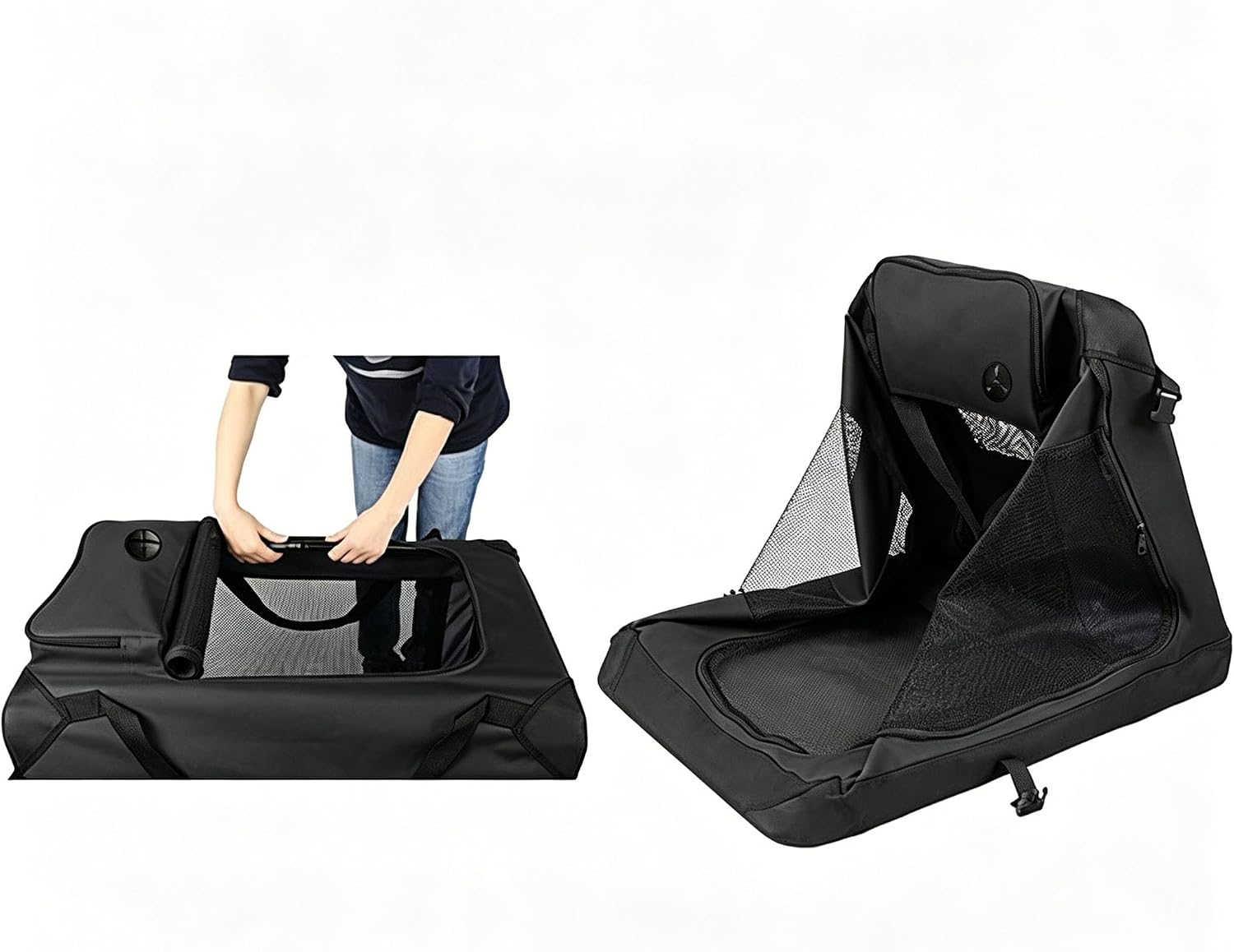 Portable Car Dog Crate for Medium & Large Dogs - Foldable Pet Travel Carrier, Breathable & Spacious Design, Secure Dog Cage for Road Trips & Daily Car Use (Black, Large)