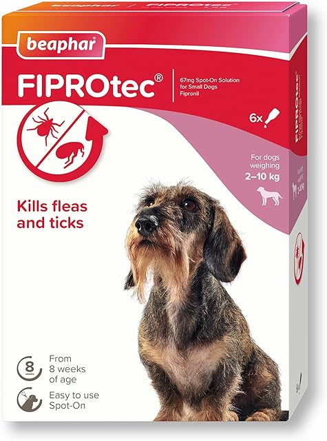 Beaphar | FIPROtec Spot-On for Small Dogs (210kg) | Kills Fleas & Ticks | Vet Strength Treatment | 6 Pipettes