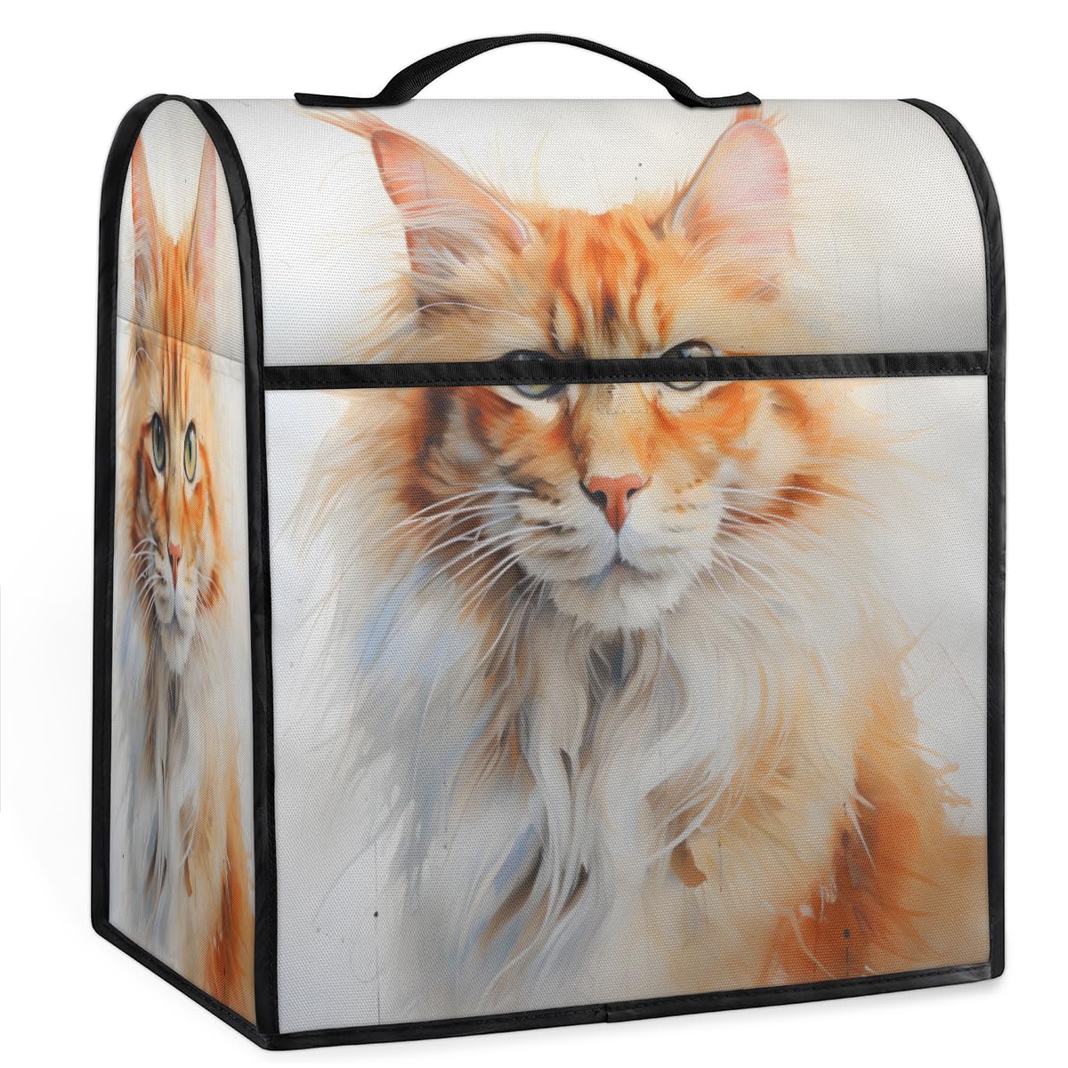 Coffee Maker Cover Cute Cat Portrait Kitchen Appliance Covers Small Appliance Covers Blender Cover Juicer Cover Dust Covers for Kitchen Appliances with Top Handle and Pockets,Washable,C451