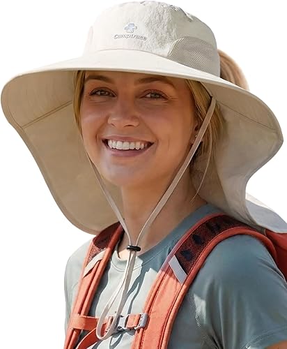 Sombrero de pesca para senderismo y hombre, impermeable, de nailon con solapa grande para el cuello, UPF 50+, para mujeres y hombres