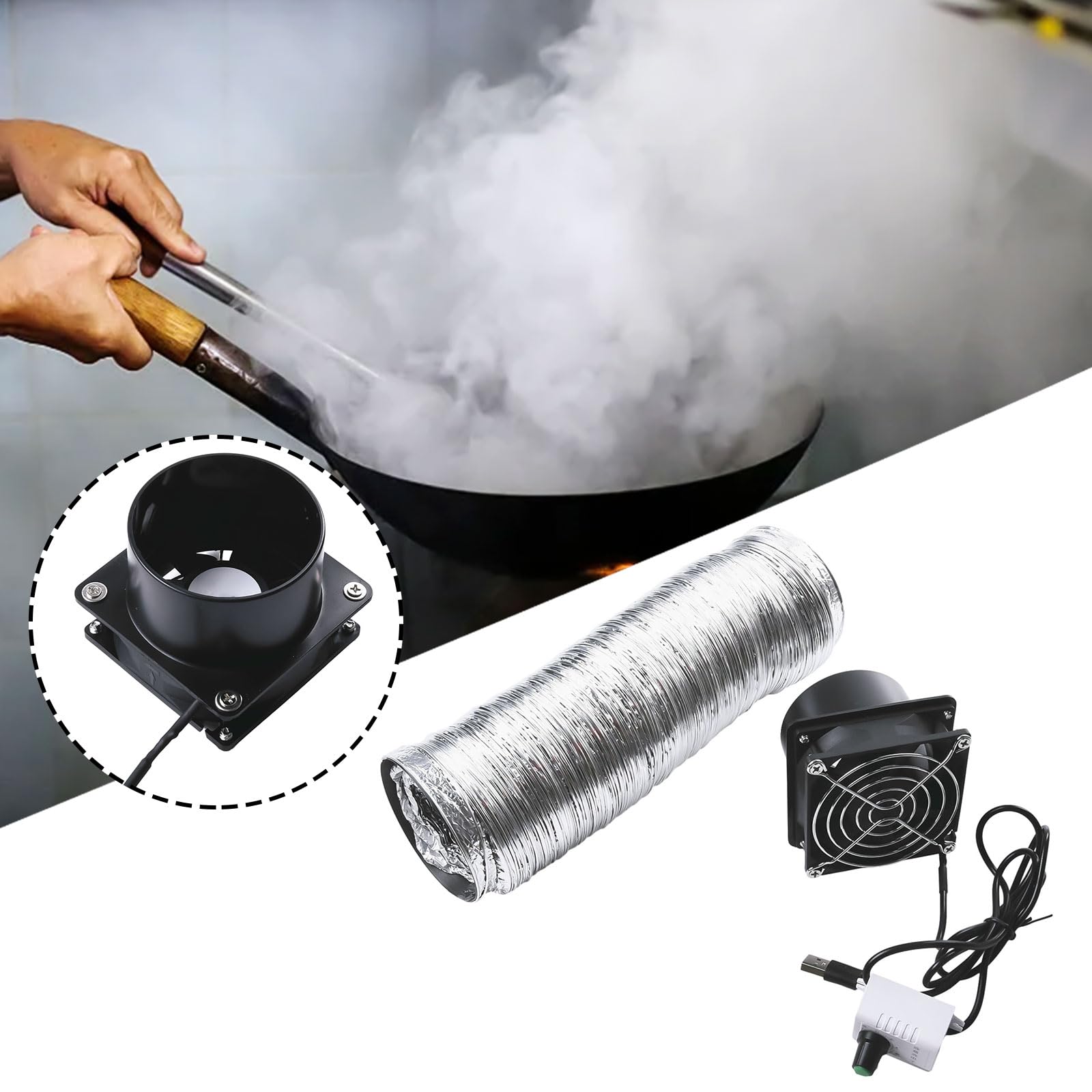 Ventilateur Extracteur De Fumée USB – Puissant Pour Soudure, Bois & Air Pur (Ventilateur + Tuyau Au Choix)