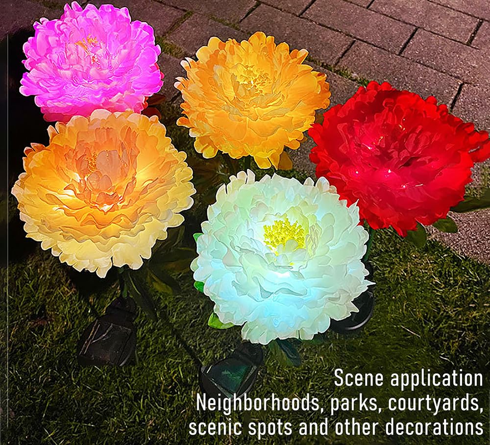 MIOBER Luci Solari Decorazioni Natalizie Per Esterni Luci Solari Impermeabili Per Fiori Di Peonia Con 15 Perline Luminose In Filo Di Rame Illuminazione Paesaggistica Per Giardino Con Prato