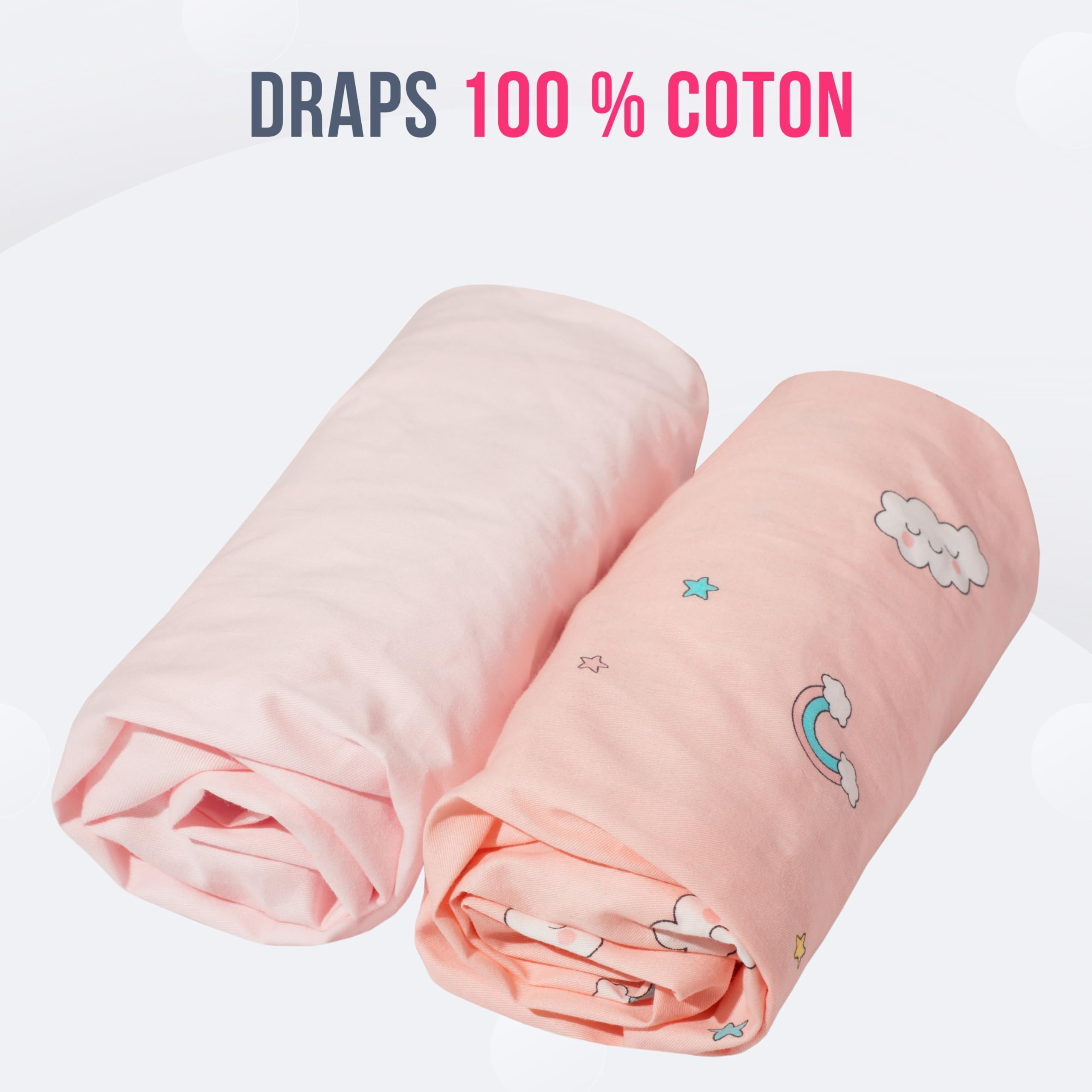 GOYSILA Drap Housse Cododo Bebe 2 pièces 100% Coton + 1 Alèse Protégé Certifié Oeko-Tex Compatible Berceau Chicco Cosleeping Magic Kinderkraft Safety Matelas 50x83 (des Nuages)