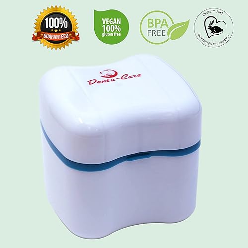 Miniatura 5 de Limpiador de dentaduras para la noche, paquete de 120 tabletas con retenedor de dentadura Dentu-Care caja de limpieza con tapa de cesta para