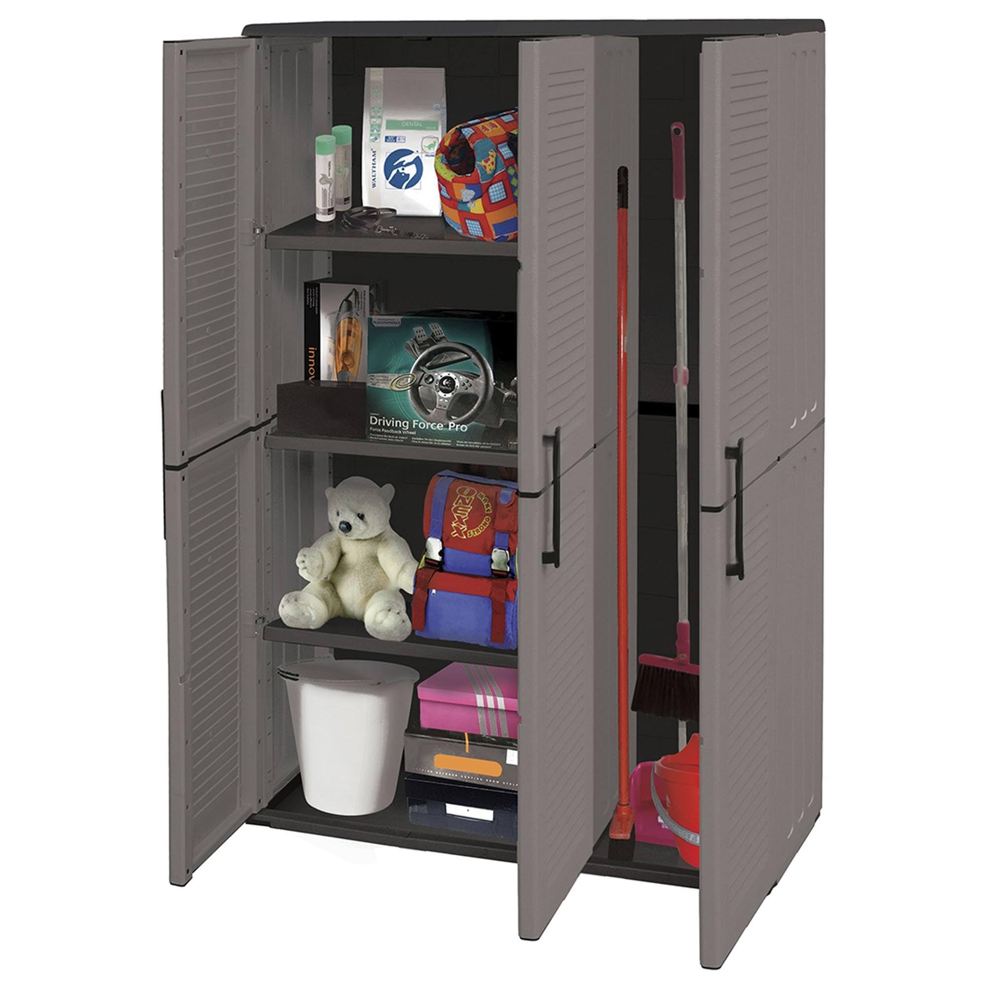 Armoire en polypropylène pleine hauteur 102 x 37 x 163 cm, matériau recyclable et écologique durable, équipée de charnières et d'étagères