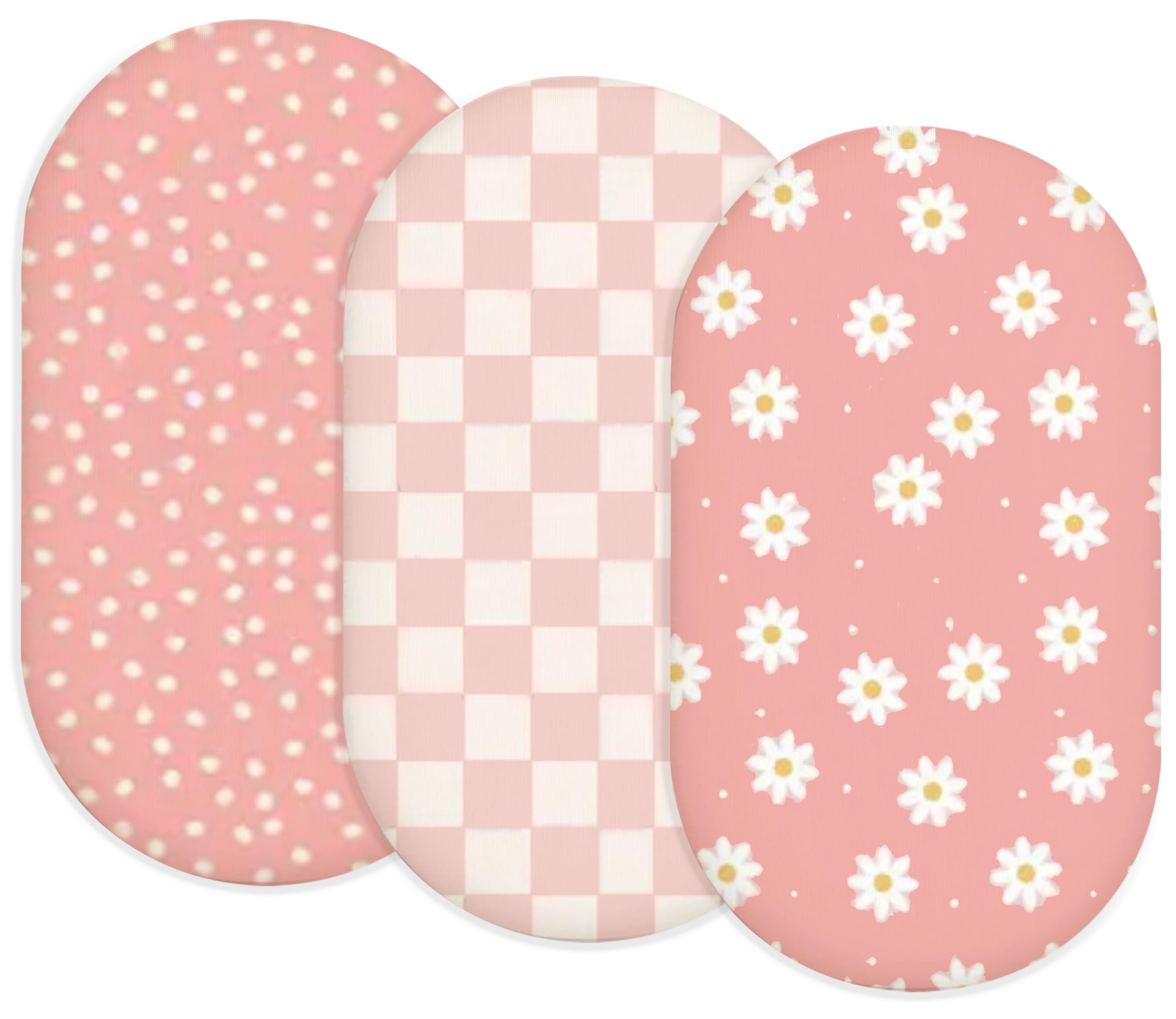 Bassinet Sheets, Fitted Baby Mattress Covers, 33" x 17", Blush Berry