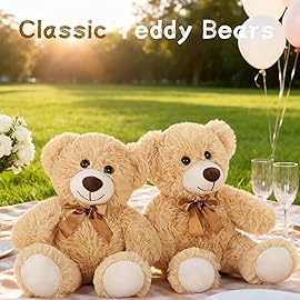 MaoGoLan 3 Pieces Bulk Teddy Bears Stuffed Animals Baby Shower, Soft Small Stuffed Teddy Bears in Bulk, 13.5 Cuddly Mini Bears Centerpiece,Wedding,Party,Engagement,Tan,Beige,Gray