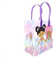 Vista 7 de TINYMILLS Paquete de 12 bolsas de regalo de Sirenita arcoíris con asas para fiesta de cumpleaños de sirenita