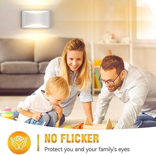 Miniatura 3 de Tipace Modernos apliques LED de pared para interiores, 2 paquetes de luces de pared interiores cableadas de aluminio hacia arriba y hacia abajo, luz