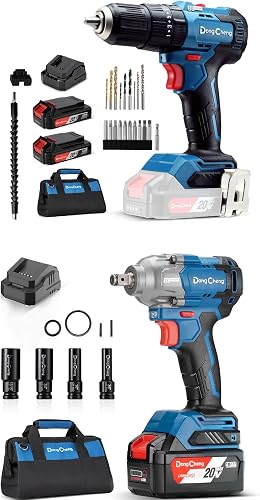 20V Brushless Heavy-duty Impact Drill, 443 in-lbs & 20V Brushless Impact Wrench, Max Torque 360 ft-lbs (488N.m)