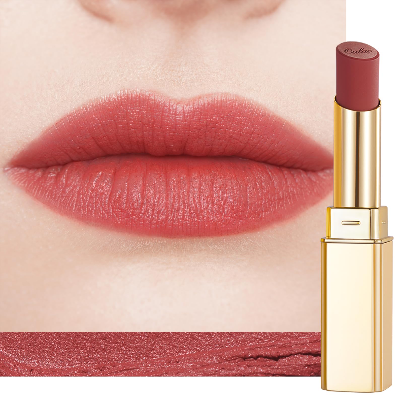 Oulac Matte Red Lipstick for Women Hydrating Highly Pigmented Matte Finish Lip Color Lightweight Smooth Formula Non-Drying Waterproof Lipstick Long Wear