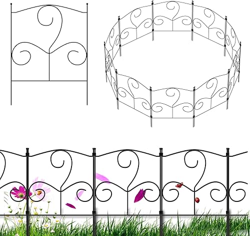 Valla de barrera de animales decorativa de 10 paneles, 16.5 pulgadas de alto x 10.5 pies de largo, borde de defensa de metal inoxidable para perros, disponible en Yaxa Peru