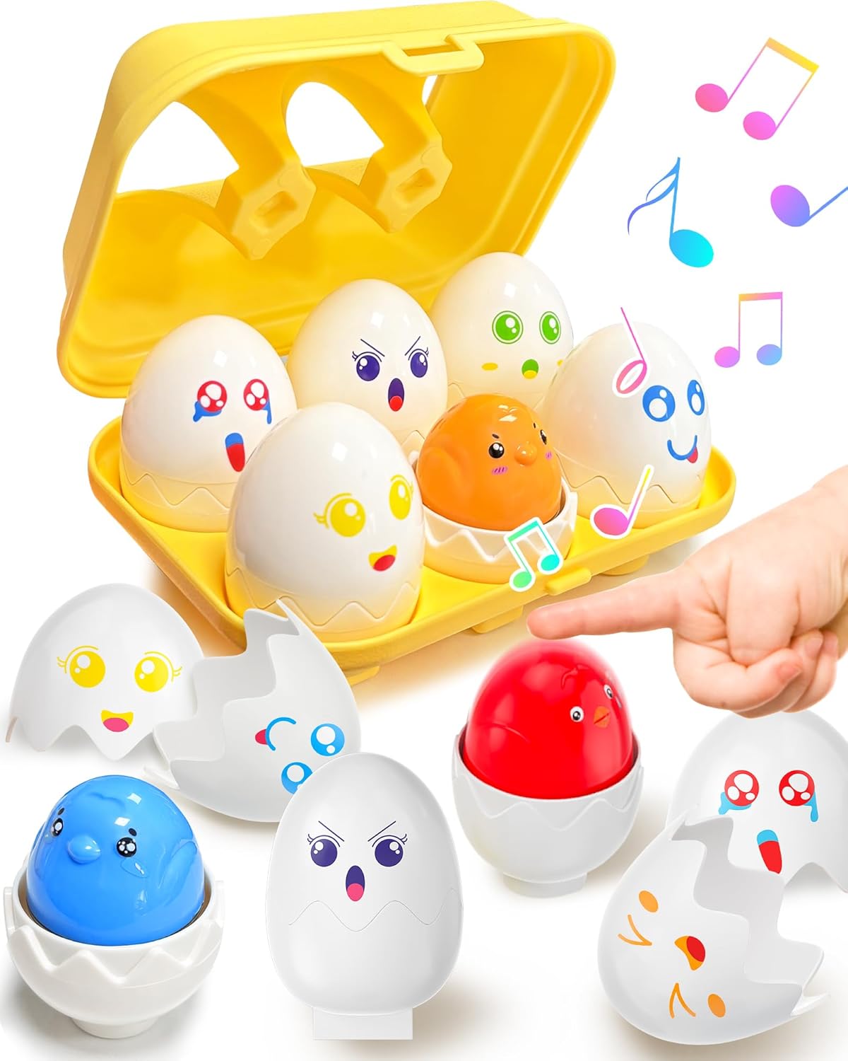 Easter Egg for Toddlers 1-3, Toddler Easter Basket Stuffers, Montessori Toys for 1 2 3 Year Old Boys Girls, Matching Sensory Eggs Fillers Toys, Easter Birthday Gifts for 1 2 3 Year Old Girl Boy