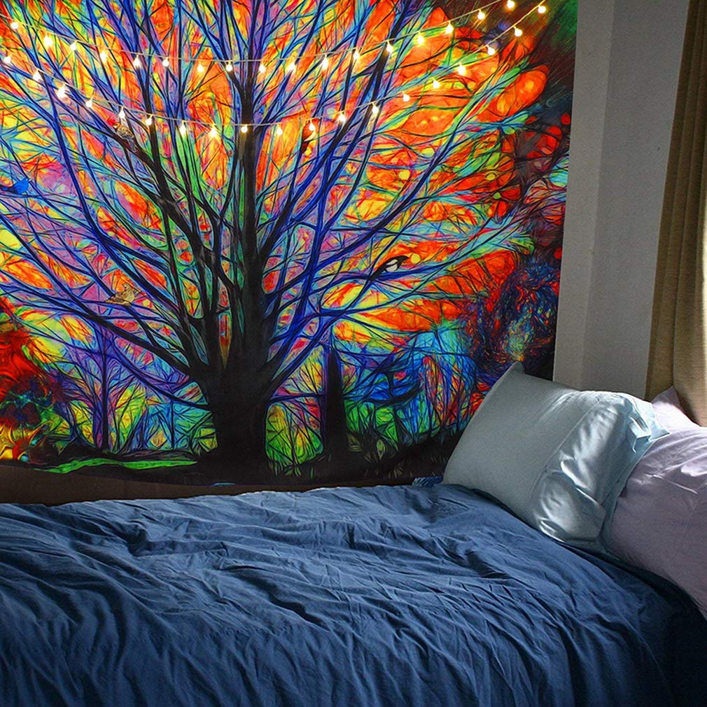 Nunbee Tapisserie Murale Mandala Éléphant Hippie 100x75cm - Décoration Bohème Chambre
