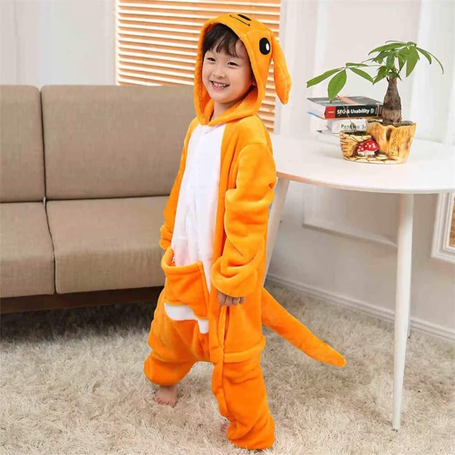 DarkCom Animal Onesie for Kids,Flannel Cosplay Kangaroo Halloween Christmas Costume Parent-Child Sleepwear for Girls Boys 4-5 T - Image 3