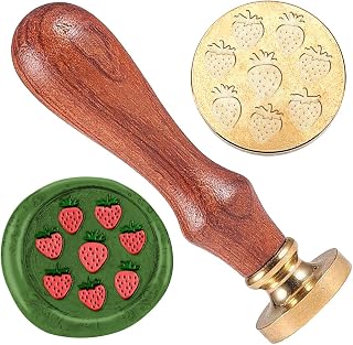 Strawberries 1" Wax Seal Stamp - Vintage Sealing With Removable Brass Head and Wooden Handle for Envelope, Card, Letter, Party, Wedding Invitations, Gift Wrapping Decor