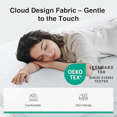 Miniatura 3 de Novilla Colchón plegable, colchón triple de espuma cómoda de tamaño individual con funda de diseño de nube, colchón plegable de 4 pulgadas para