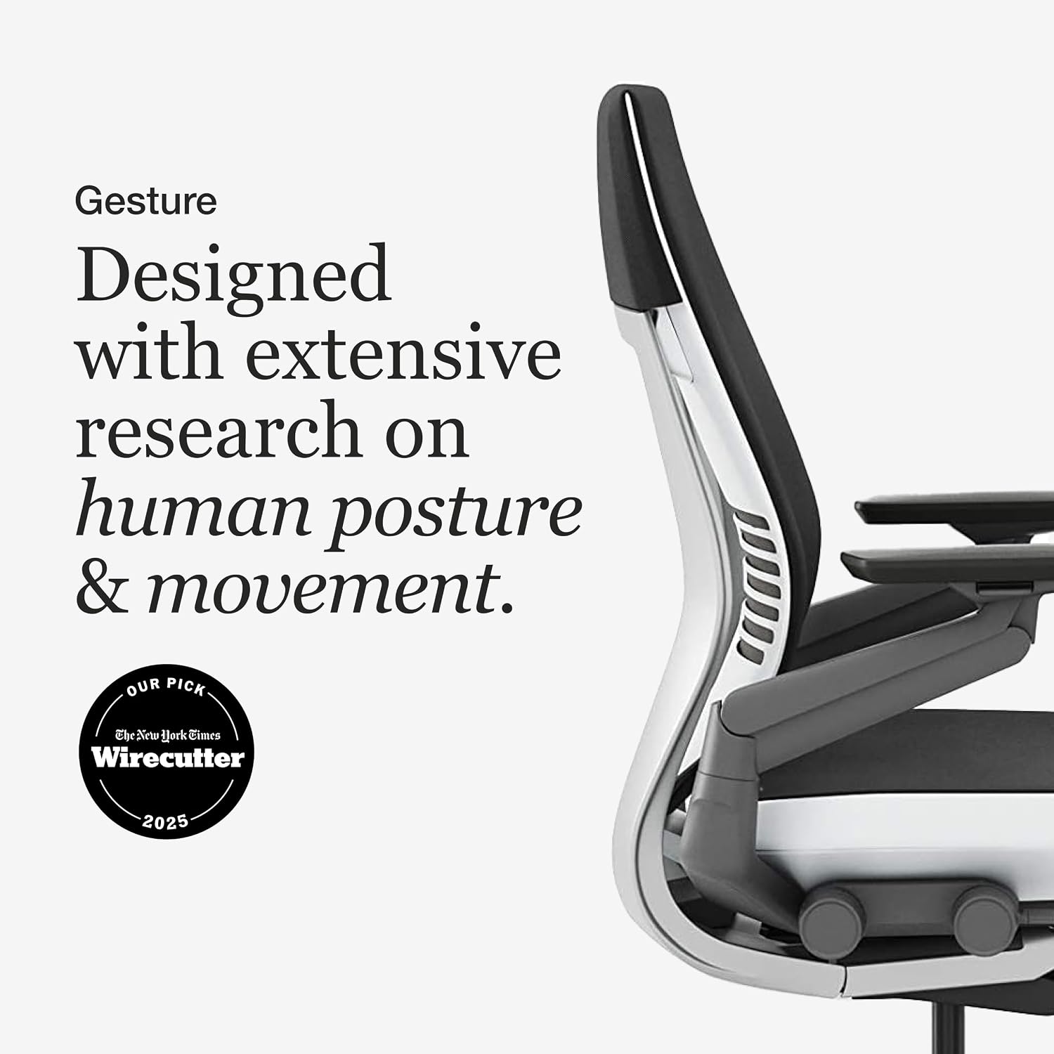 Steelcase Gesture Office Chair, Carpet Floors, Licorice