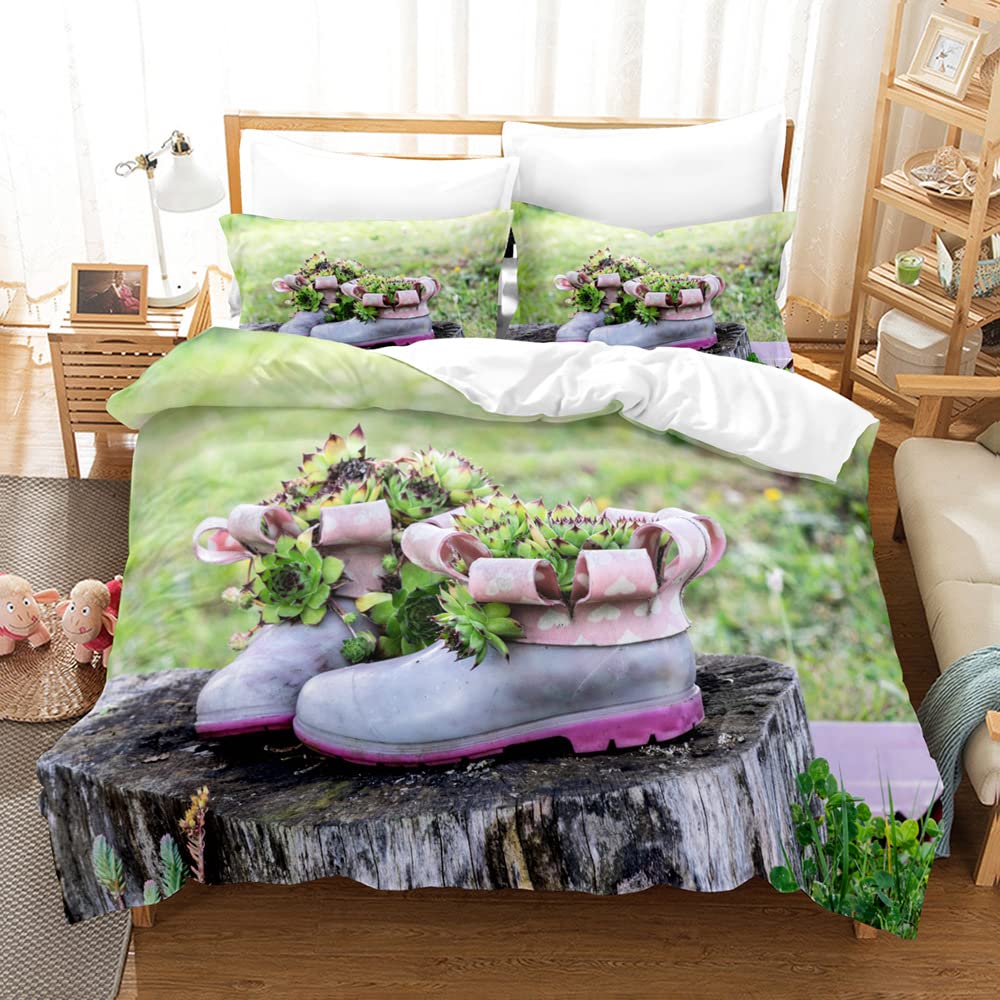 Housse de couette 240x260 hypoallergénique avec motif plante
