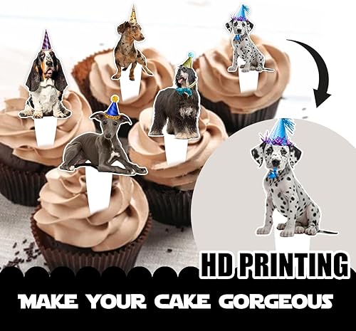 Miniatura 3 de 24 piezas de decoración para cupcakes de postre para perros y mascotas, decoración temática de adopción, baby shower, niños y niñas, suministros de