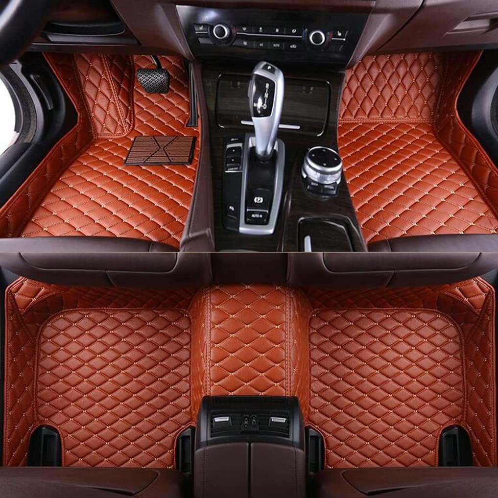 Customize Car Floor Mats for 99% Sedan SUV Sports Car All Weather Leather Full Coverage Waterproof Non-Slip Vehicle Lining Pads (Light Brown)