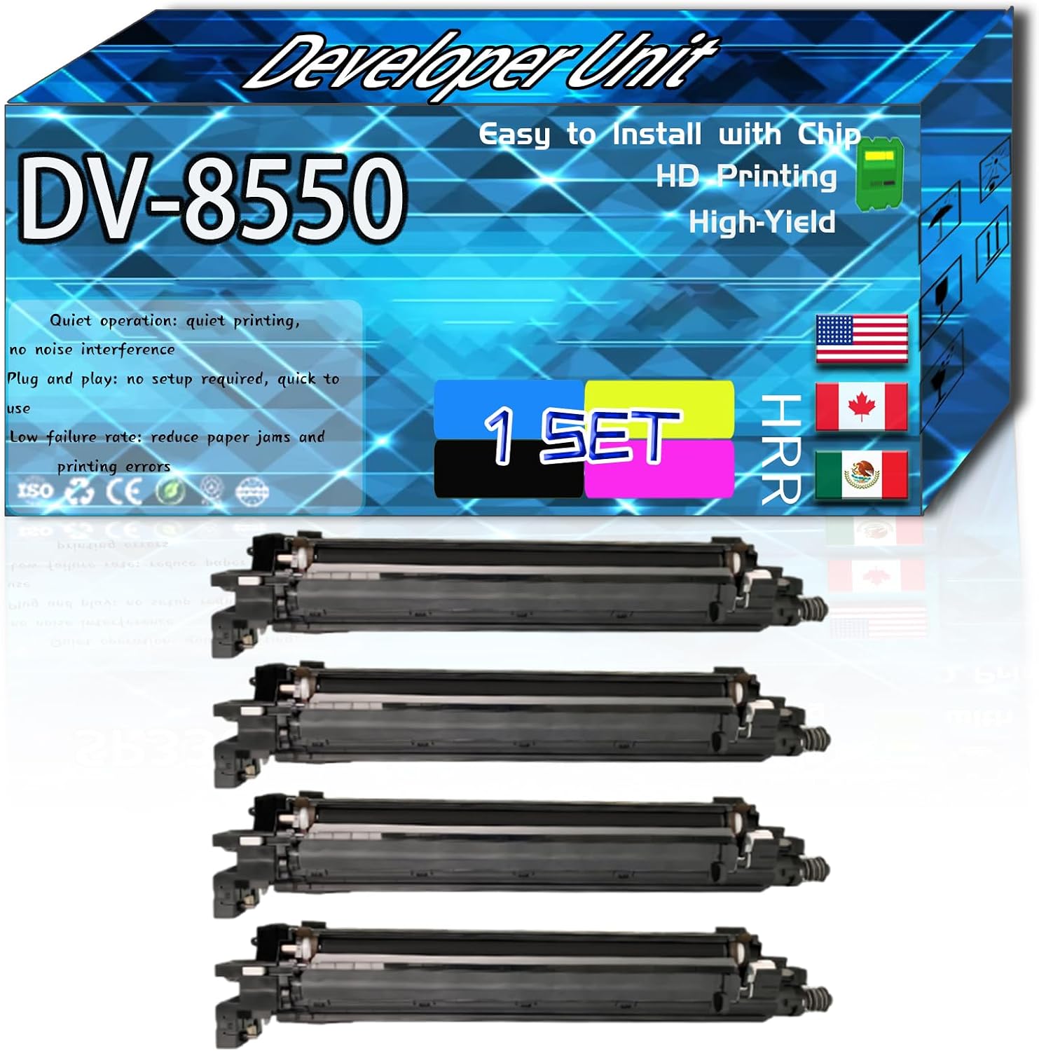 Compatible for Copystar DV-8550 Replacement Developer Unit Used with CS3552ci CS3553ci CS4003i CS4052ci CS4053ci Printers, High Production Multiple Options (4-Pack BK/C/M/Y)